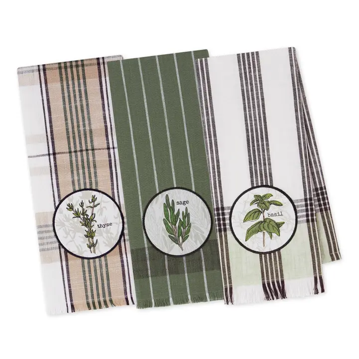 Herb Garden Embellished Dishtowels
