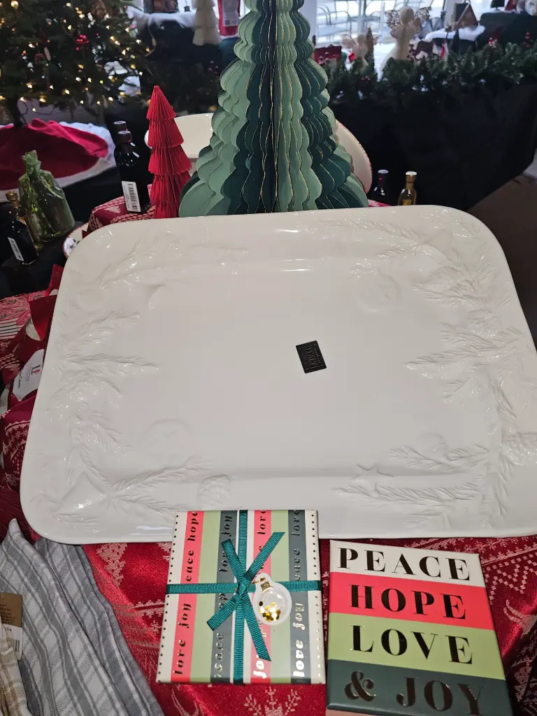 Large White Ceramic Christmas Platter