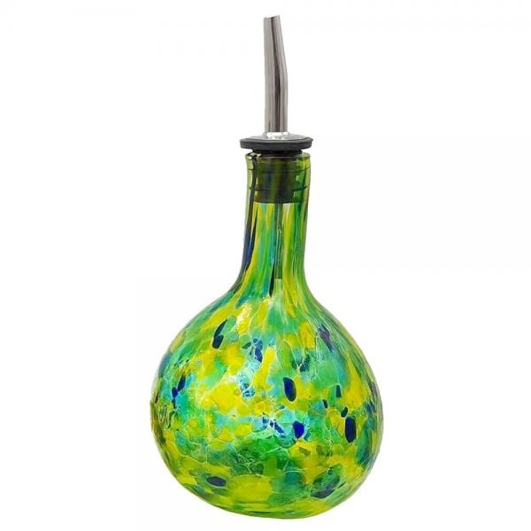 Blown Glass Cruet, Yellow & Green