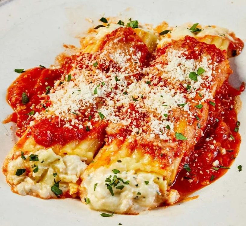 Mama's Beef and Spinach Manicotti